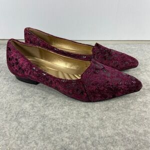 Bellini‎ Flora Plum Purple Velvet Embossed Flats Whimsigoth Womens 8